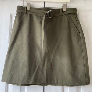 Ann Taylor Mini Belted Military Green Skirt